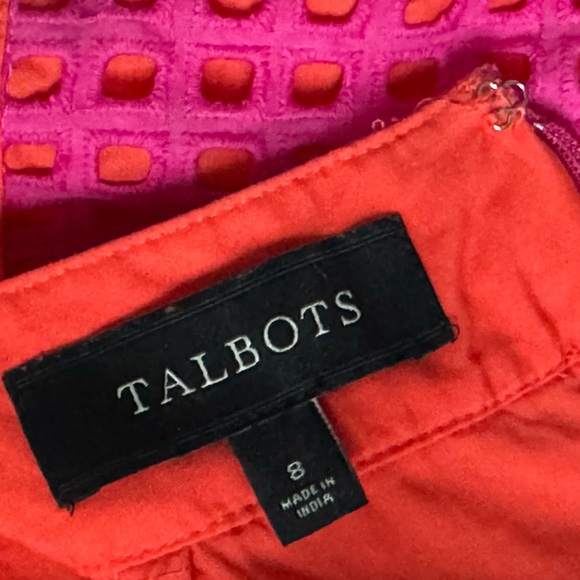 TALBOTS SQUARE EYELET PENCIL SKIRT SIZE 8 BRIGHT PINK FUSCIA & BRIGHT ORANGE - Picture 4 of 5